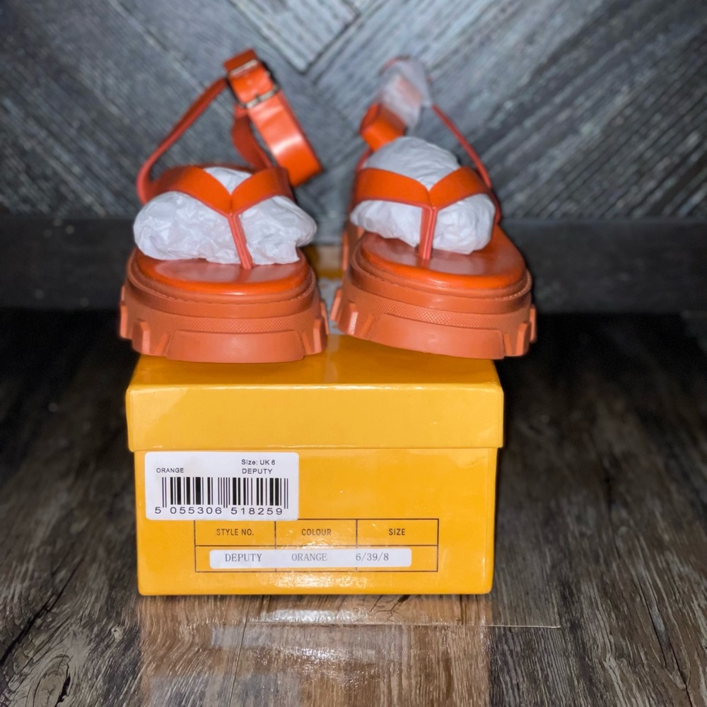 Orange chunky sandals